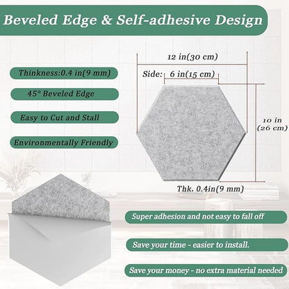 Hexagonal Acoustic Panels-12 Pack High-Density Sound Absorbing Panels - Image 4