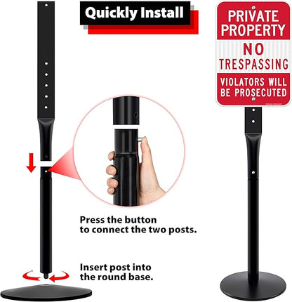 VAIIGO Heavy Duty Parking Sign Base Cast Iron 48" Parking Sign Post, Heavy Duty - Image 6