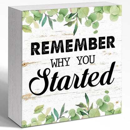 Entrepreneur Wooden Block Sign Remember Why Quote 5x5x1 INCH Sign, Office by WUZYOU