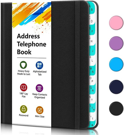 Address Book with Alphabetical Tabs, Portable Address Telephone Book, Hardcover by BLESWIN
