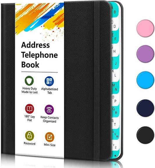 Address Book with Alphabetical Tabs, Portable Address Telephone Book, Hardcover by BLESWIN