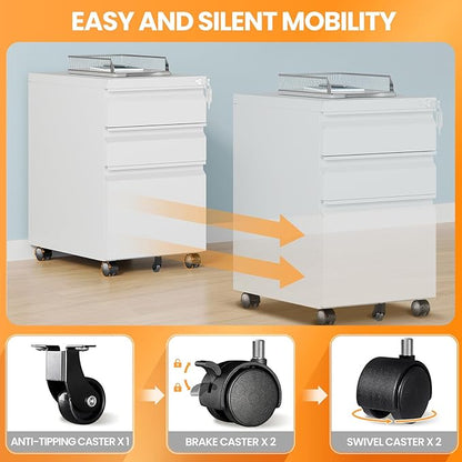 AFAIF 3 Drawer Mobile File Cabinet - Image 4
