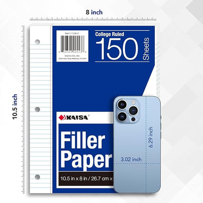 Kaisa Filler Paper Notebook Paper College Ruled 8"x10.5" Loose Leaf Paper - Image 3