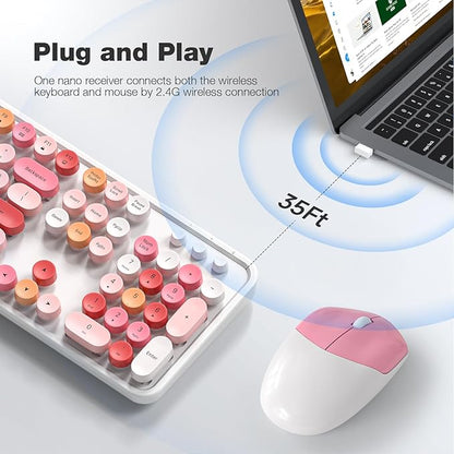 MOFII Wireless Keyboard and Mouse Combo, 2.4GHz Retro Full-Size Wireless - Image 2