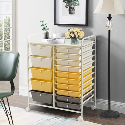GLACER 15 Drawers Rolling Cart, Storage Cart - Image 2