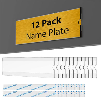 TONICE 12 Pack Acrylic Desk 2x8 Nameplate Holders, Acrylic Nameplate Holders by TONICE