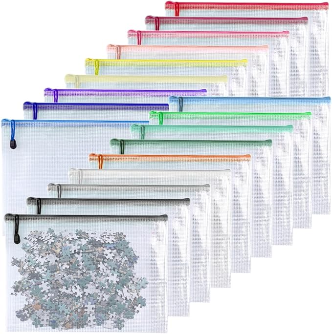Oaimyy-8"x10"-18 Pcs-Plastic Mesh Zipper Pouch Document Folders Bag Zip File - Image 9