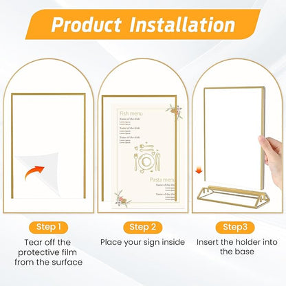 Smarpau Acrylic Gold Sign Holder 5x7, 8 Pack Table Number Holders, Double-Sided - Image 5