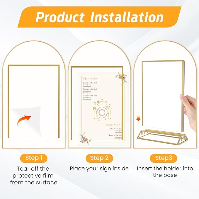Smarpau Gold Acrylic Sign Holder 5x7, Double-Sided Display Stand - Image 5