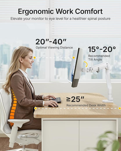 monTEK Heavy-Duty Monitor Arm for 17-57" Ultrawide Curved Screen, Supports up - Image 3