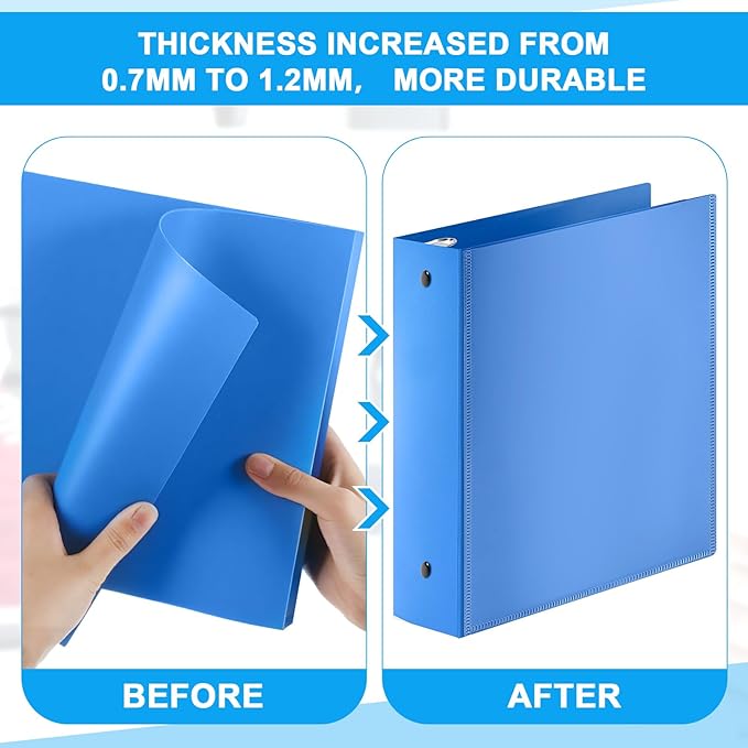 Henoyso 12 Pcs 3 Ring 2 Inch Binders Fits 8.5 x 11 Inch Letter Size Paper - Image 3