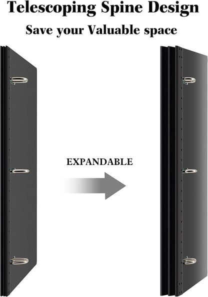 INFUN 1 Inch Telescoping 3 Ring Binder- 4 PCS-Black, Portable Plastic Binder - Image 2