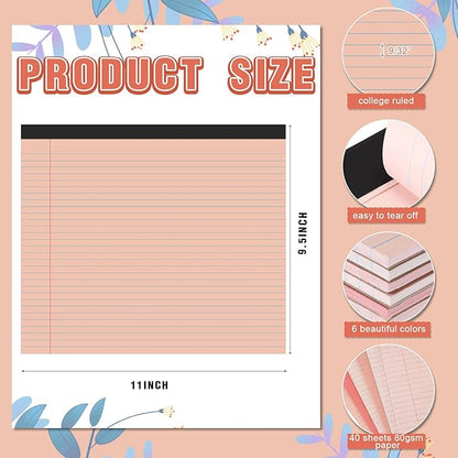 Lincia 6 Pcs 11" x 9.5" Legal Pads College Ruled Notepad Landscape Notebook - Image 2