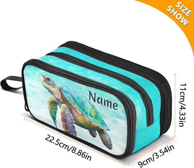 BOENLE Custom Sea Turtle Teal Pencil Case Box Boys Girls Personalized Name - Image 4