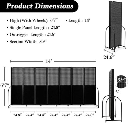 Folding Room Partition, Freestanding Privacy Divider, Portable Office Divider - Image 2