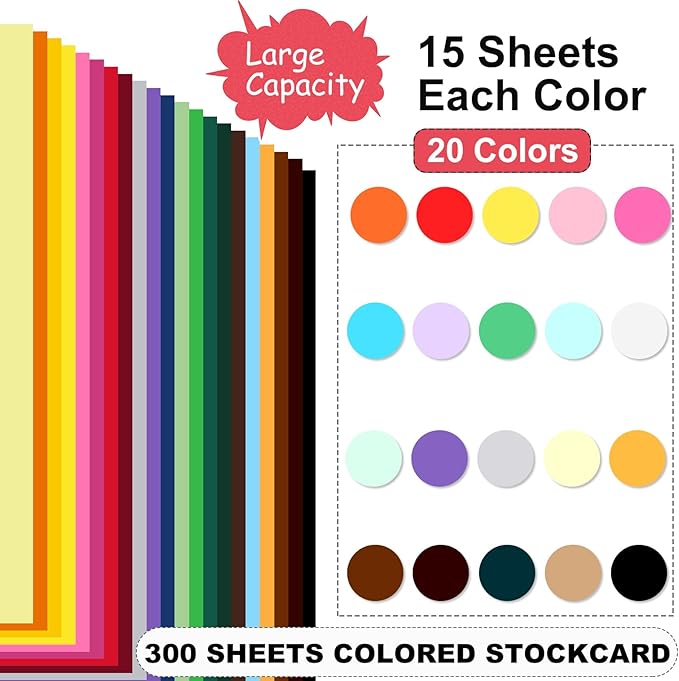 300 Sheets Colored Cardstock 8.5 "x 11", 65LB 180GSM Craft Bulk Construction - Image 4