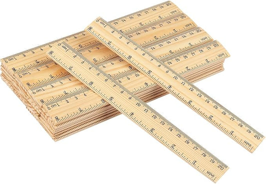 144 Packs Wooden Rulers, 8 Inch Double Sided Wood School Ruler by GNIEMCKIN