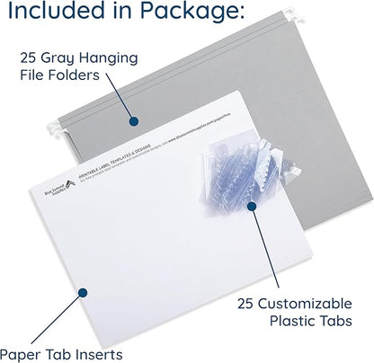 25 Blue Summit Supplies Grey Hanging File Folders Letter Size - Image 3