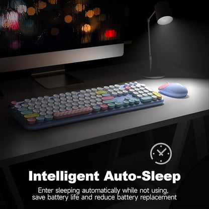 Wireless Keyboard and Mouse Combo, 2.4G Retro Typewriter Keyboard - Image 4