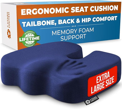 5 STARS UNITED Seat Cushion for Tailbone Pain Relief – Memory Foam Cushion for by 5STARSUNITED