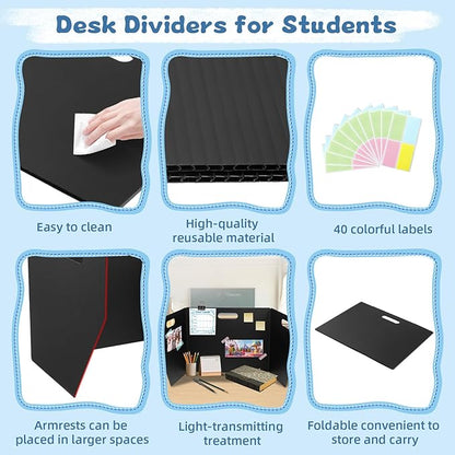 24-Pack Plastic Desk Dividers for Students, Privacy Folders for Students - Image 4