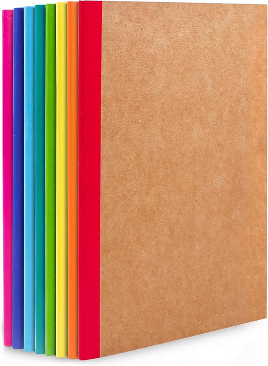 feela 8 Pack Composition Notebooks Bulk, Kraft Cover Lined Blank College Ruled by feela