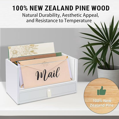 Two-Layer Solid Wooden Mail Storage Organizer Holder - Image 4