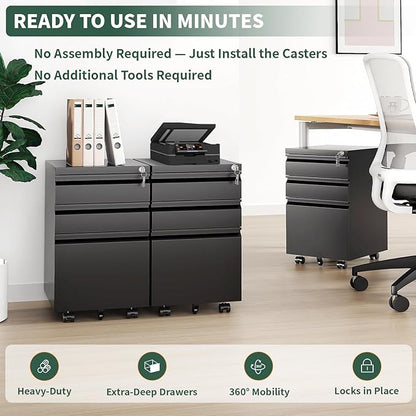 TEEALUBAN 3 Drawer File Cabinet - Image 3