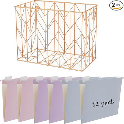 Fei Bi Hanging File Organizer, File Organizer, File Box, Rose Gold File Box by FeiBi