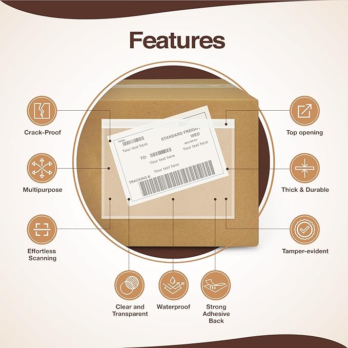 7x10 Shipping Label Sleeves 300 Pack- Strong Adhesive Back - Image 3
