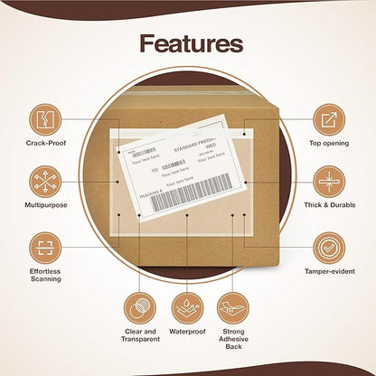 7x10 Shipping Label Sleeves 200 Pack- Strong Adhesive Back - Image 3