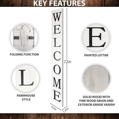 Tall White Welcome Sign - 6ft Rustic Farmhouse Decor - Image 2