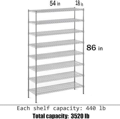 Regal Altair 18" Deep x 54" Wide x 86" Height Wire Shelving Kit | 8-Tier | NSF - Image 3