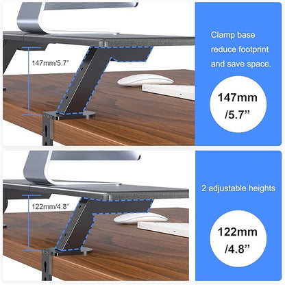 suptek Clamp-on 32 Inch Dual Monitor Desk Mount Riser Shelf Computer Stands - Image 3