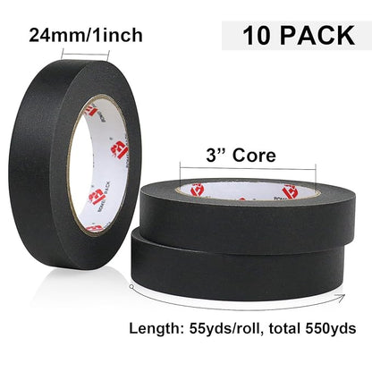 BOMEI PACK Black Painters Tape 1 Inch Bulk - Image 2