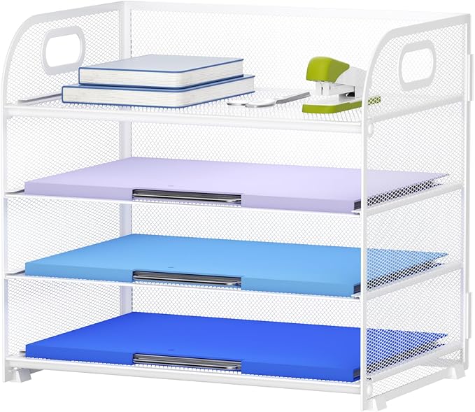 Marbrasse 4 Tier Paper Organizer Letter Tray, Mesh Desk File Organizer by Marbrasse