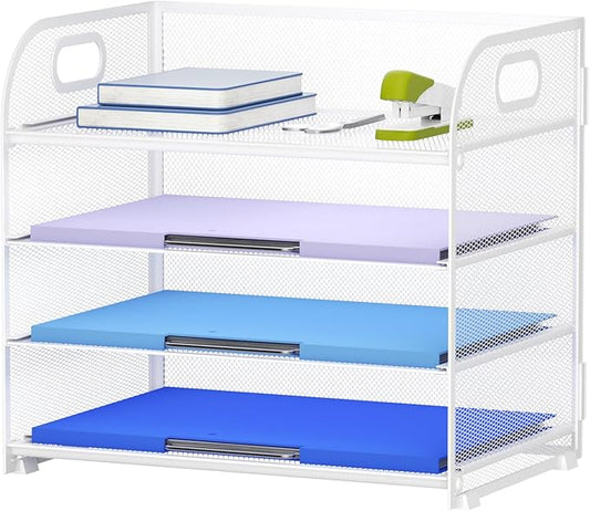 Marbrasse 4 Tier Paper Organizer Letter Tray, Mesh Desk File Organizer by Marbrasse