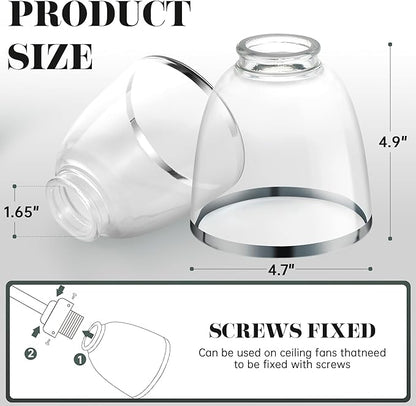 Eidonta 4 Pack Clear Glass Shade Replacements, Bell Shaped Glass Shade Covers - Image 3