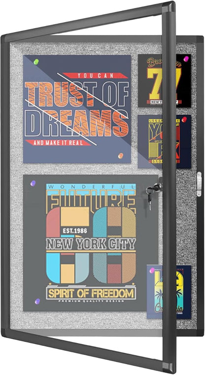 Outdoor Enclosed Bulletin Board, Wall-Mounted Black Aluminum Framed Display Case by EnclosedBulletinBoard