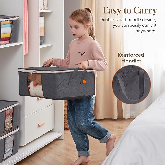Lifewit 3 Pack Clothes Storage Bag, Foldable Storage Bin Closet Organizer - Image 3