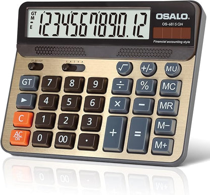 Desktop Calculator Extra Large 5-Inch LCD Display 12-Digit Big Number by Pendancy