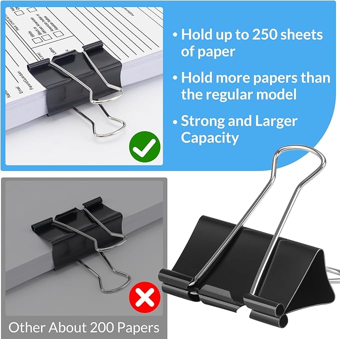 2 Inch 40 Pack Extra Large Binder Clips, Jumbo Paper Clips, Big Paper Clamps - Image 3