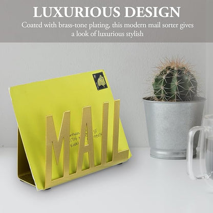 MyGift Mail Holder Organizer Countertop Modern Golden Metal - Image 2
