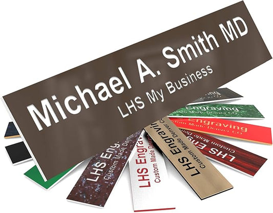 Door Name Plate Personalized for Office Brown Plastic Name Plate by LHS+My+Business