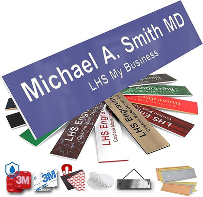 Engraved Name Plates for Door Sign Personalized Purple Plastic Plaque by LHS+My+Business