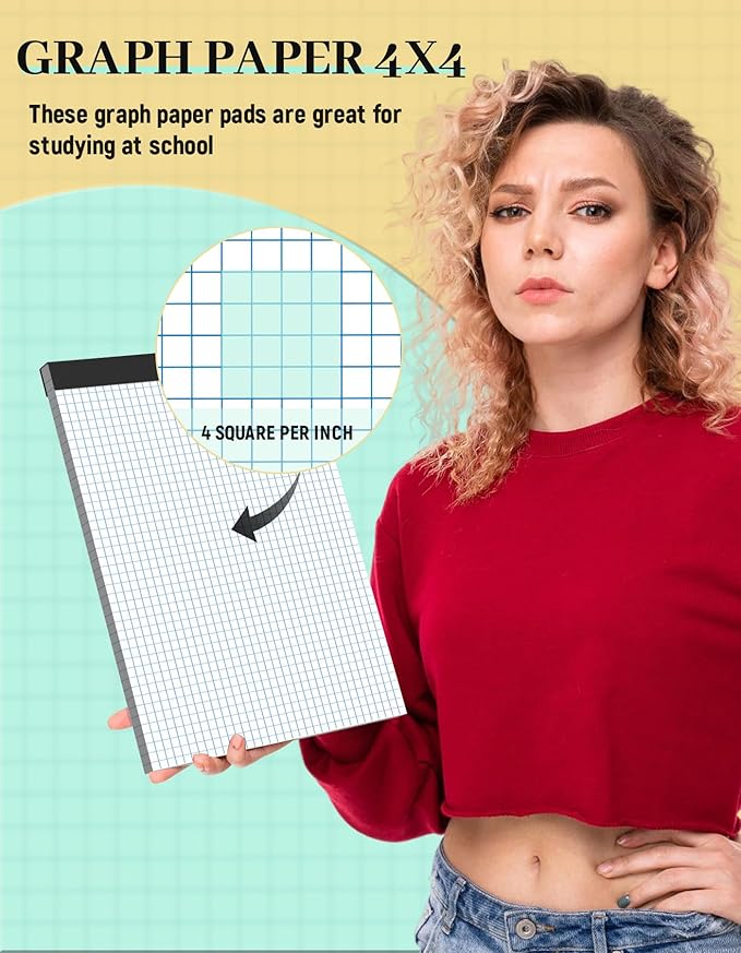 Aidunmis Graph Paper 8.5 x 11, 6 Pack, 4x4 Graph Ruled, Grid Paper 8-1/2 x 11 - Image 3