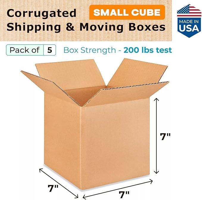 Small Cube Moving & Shipping Boxes 7 x 7 x 7 inches - Image 2