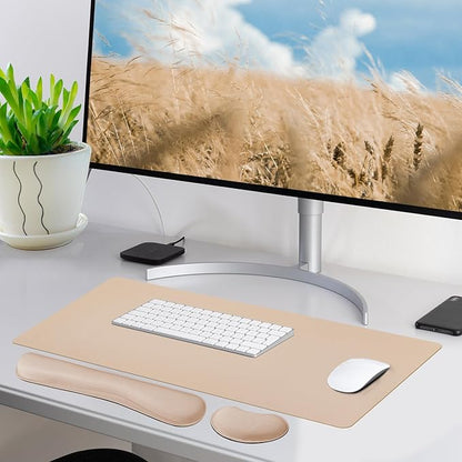 Bloss Leather Desk Pad and Keyboard Wrist Rest, Large Mouse Pad + Keyboard - Image 2