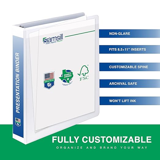 Samsill 1 Inch 3 Ring Binders, Made in USA, Economy Round Ring, 200 Sheet - Image 3