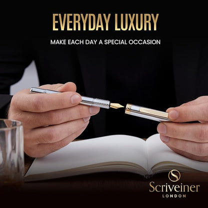 Scriveiner Silver Chrome Fountain Pen, Award Winning, Heavy Pocket Stunning - Image 8